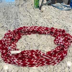 Charming Charlie Red and White Braided Scarf